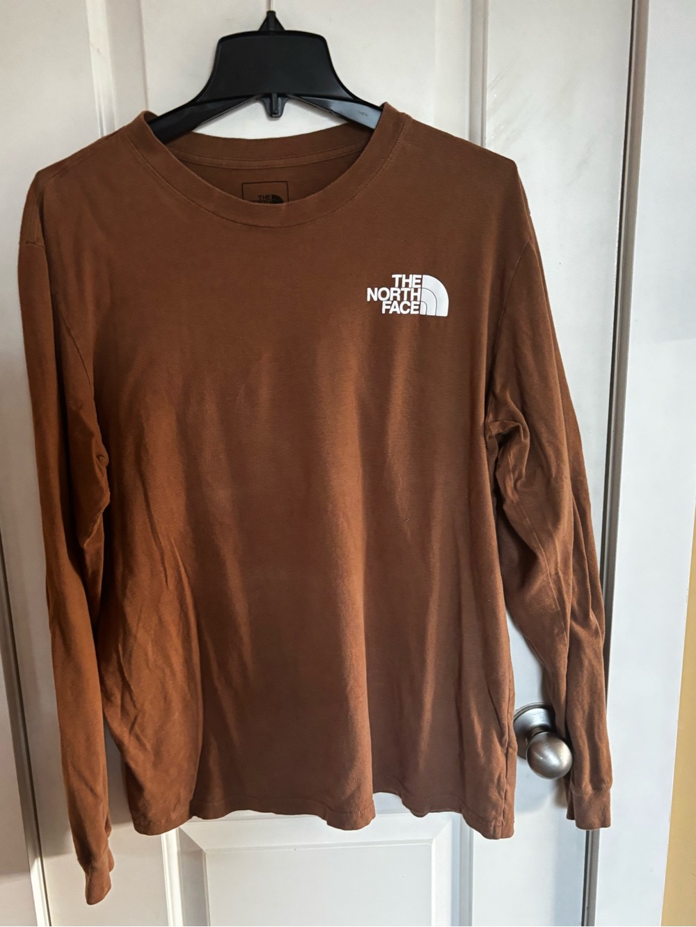 The North Face Men’s Long Sleeve Tee — Chestnut Brown with White Logo